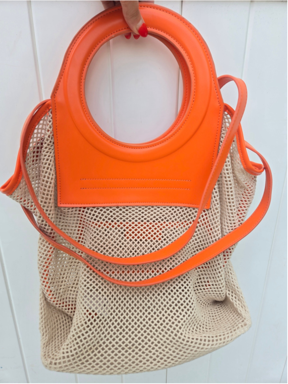 Women's Zingara Orange & Beige Mesh Tote Bag One Size